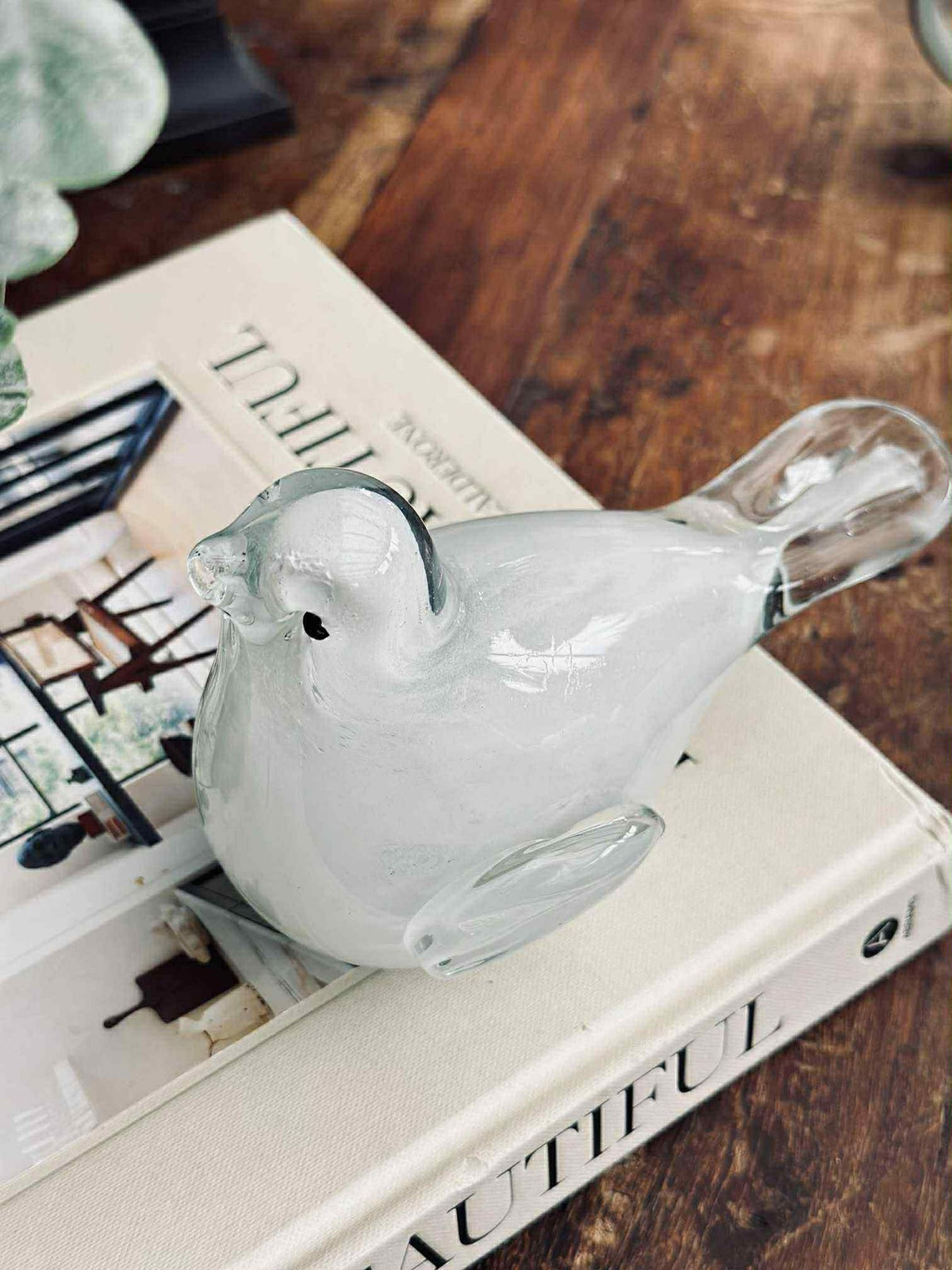 LED Oiseau en verre soufflé à la bouche - Blanc