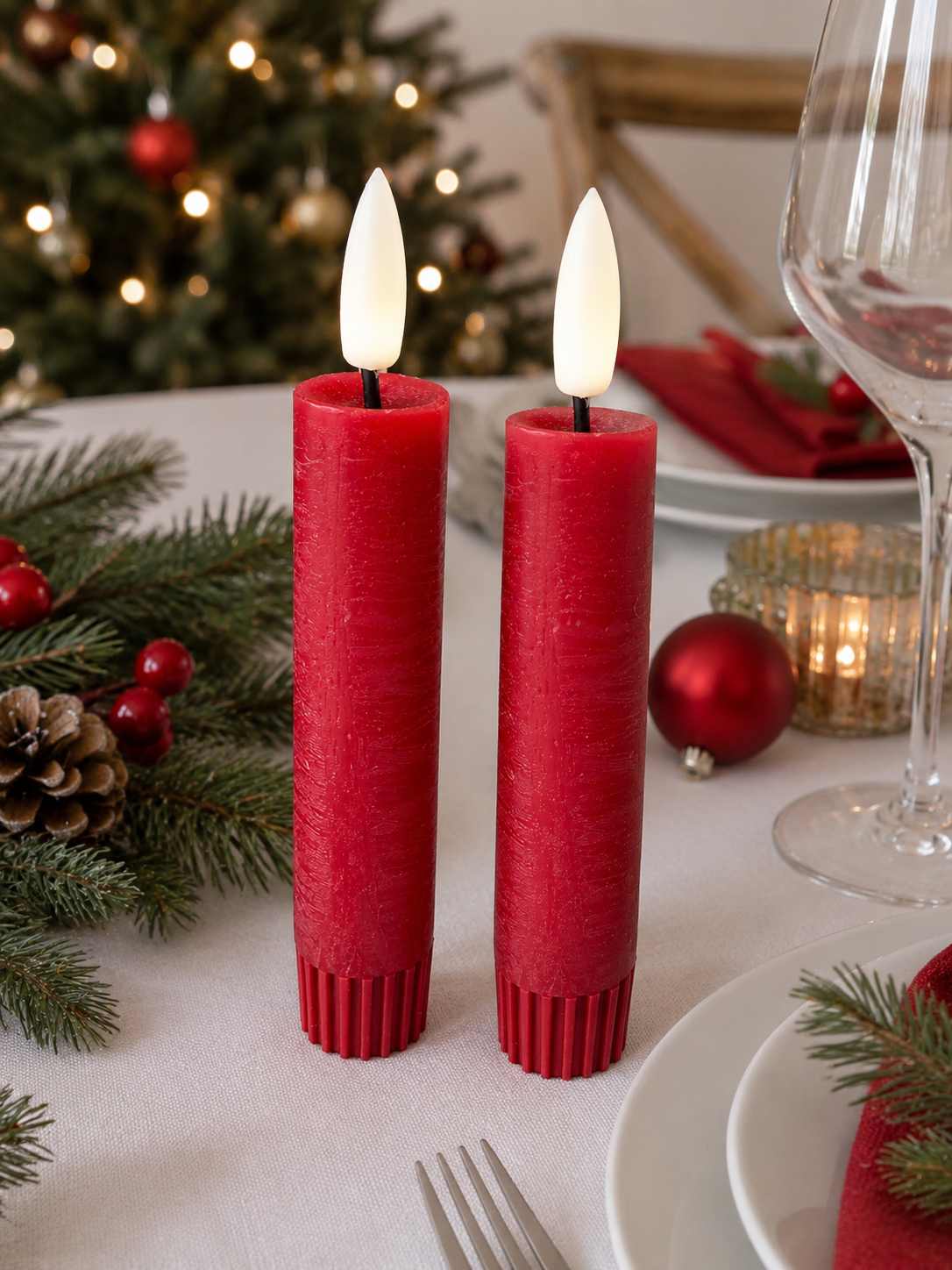 Bougie LED 11 cm - Rouge
