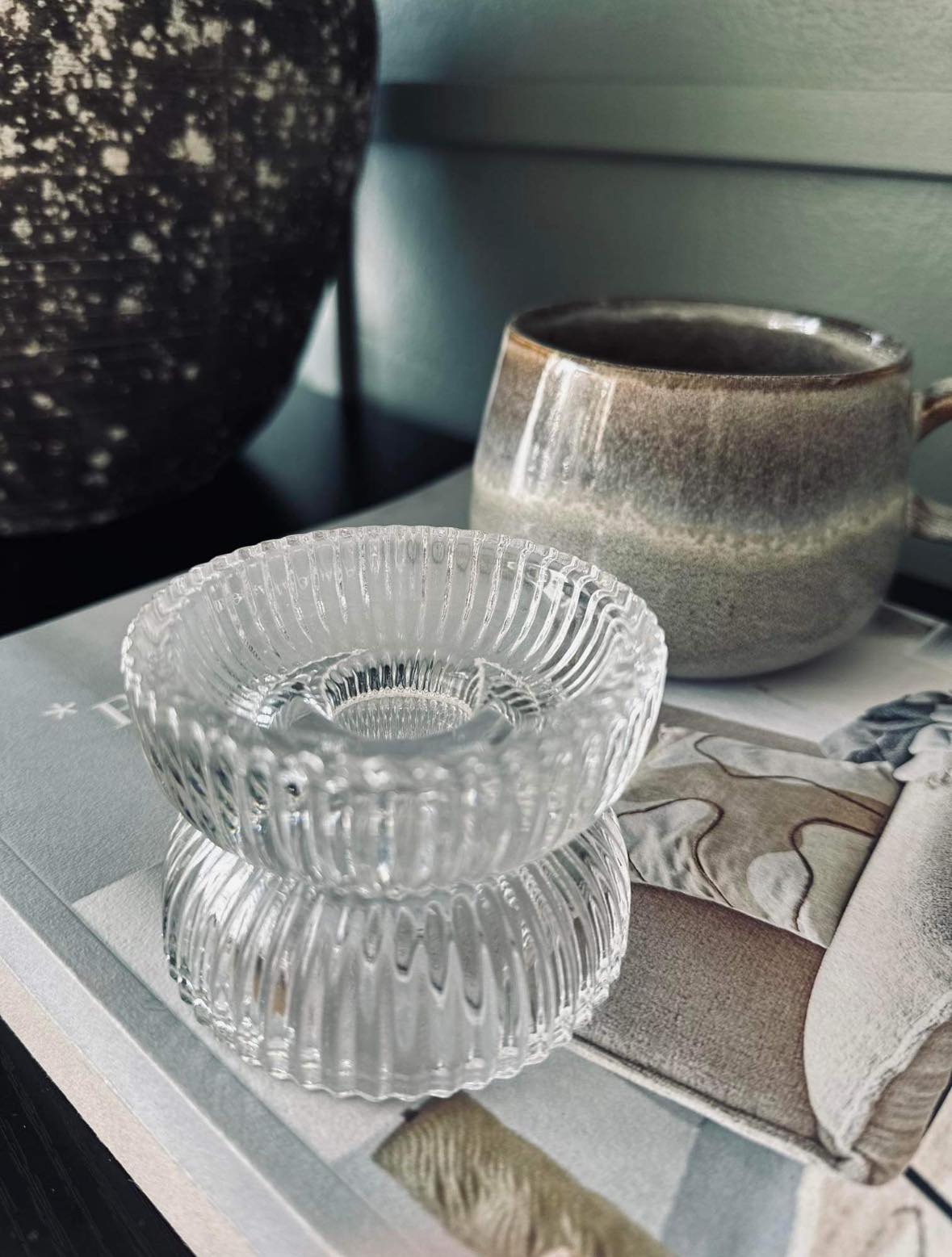 Bougeoir - Réversible en verre transparent