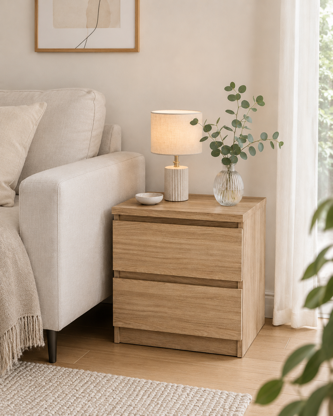 Table de chevet - Hickory 2 tiroirs