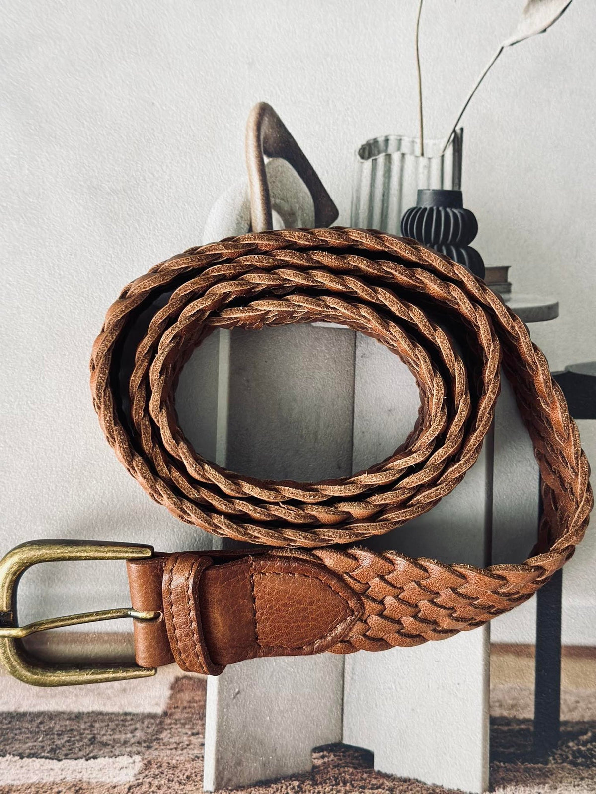 Ceinture Harper walnut tressée