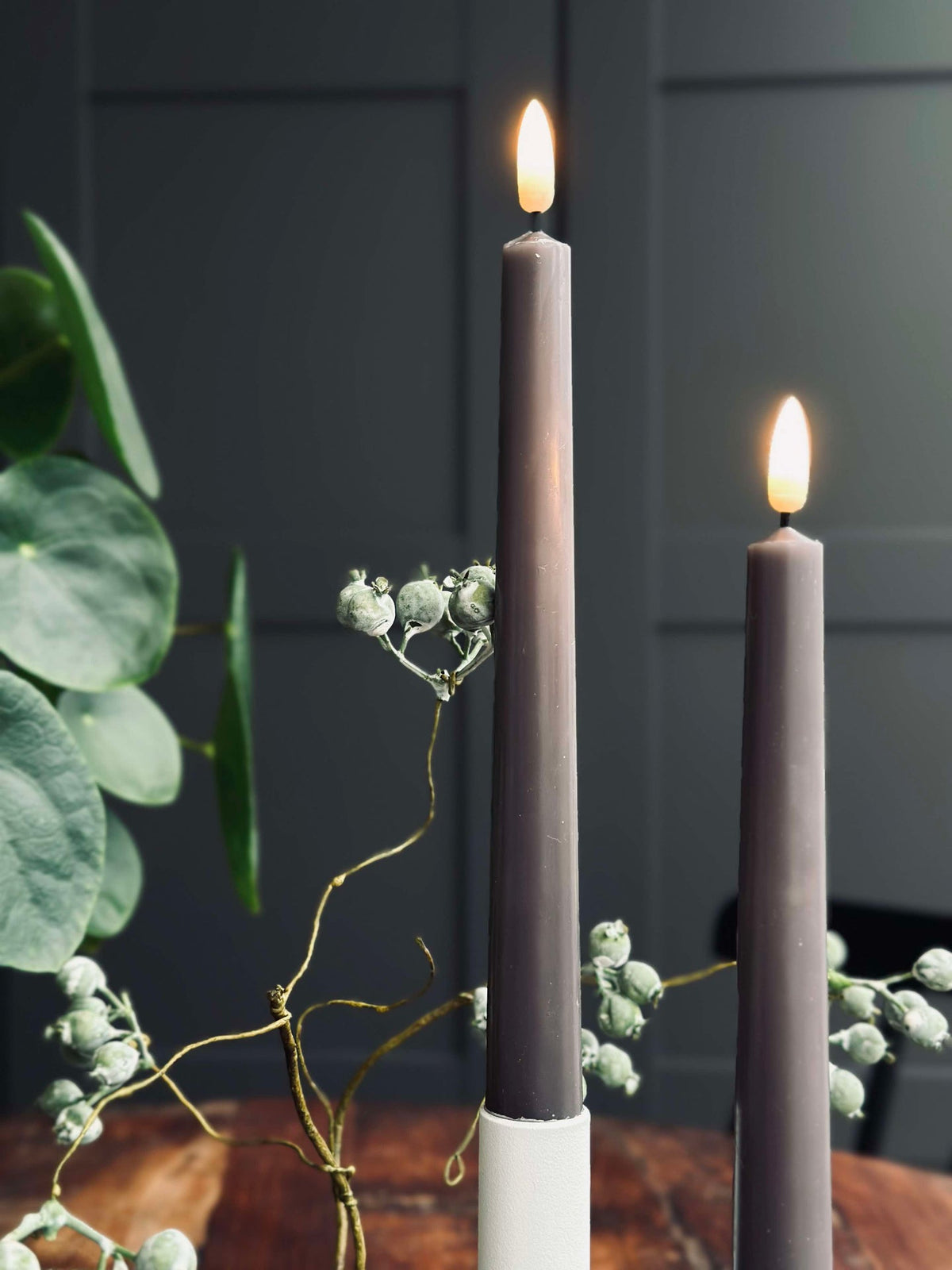 Chandelles / Lot de 2 et télécommande – Sable 24 cm