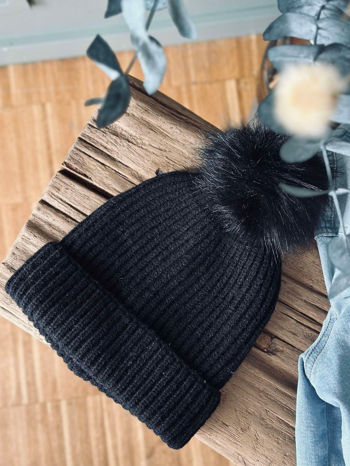 Bonnet à pompon - Black