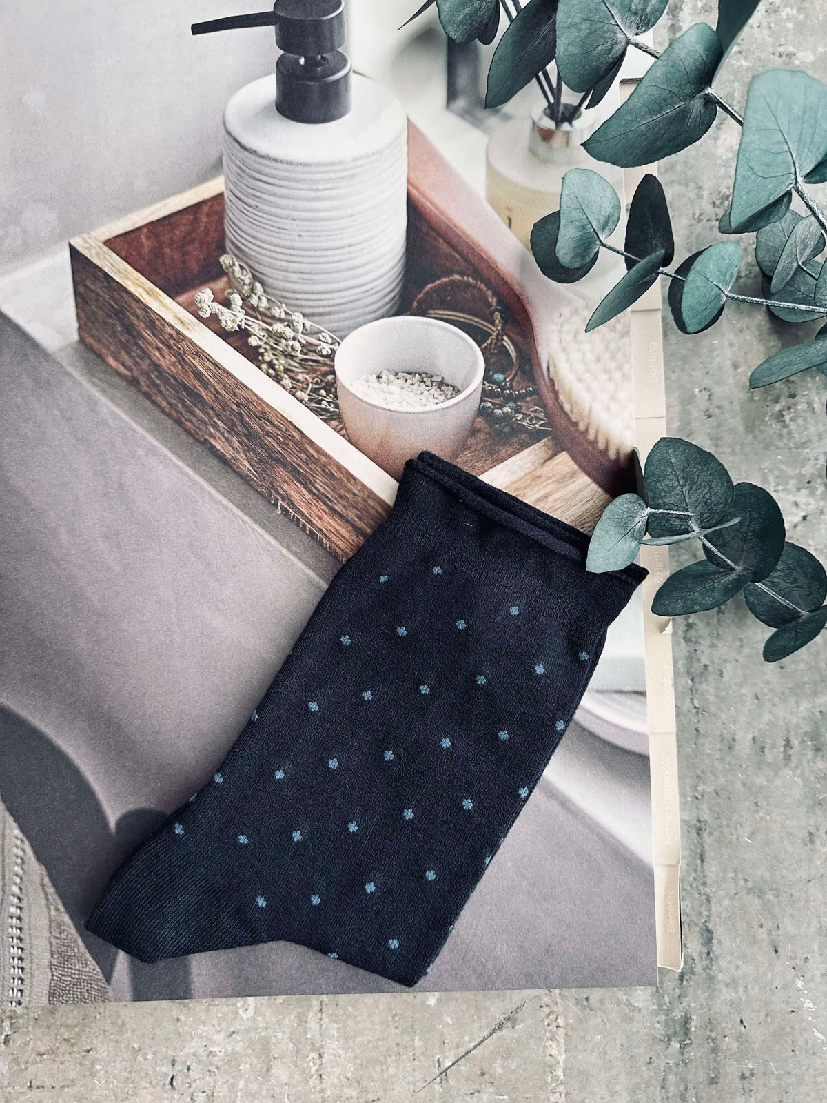 Chaussettes en bambou - Navy Dot