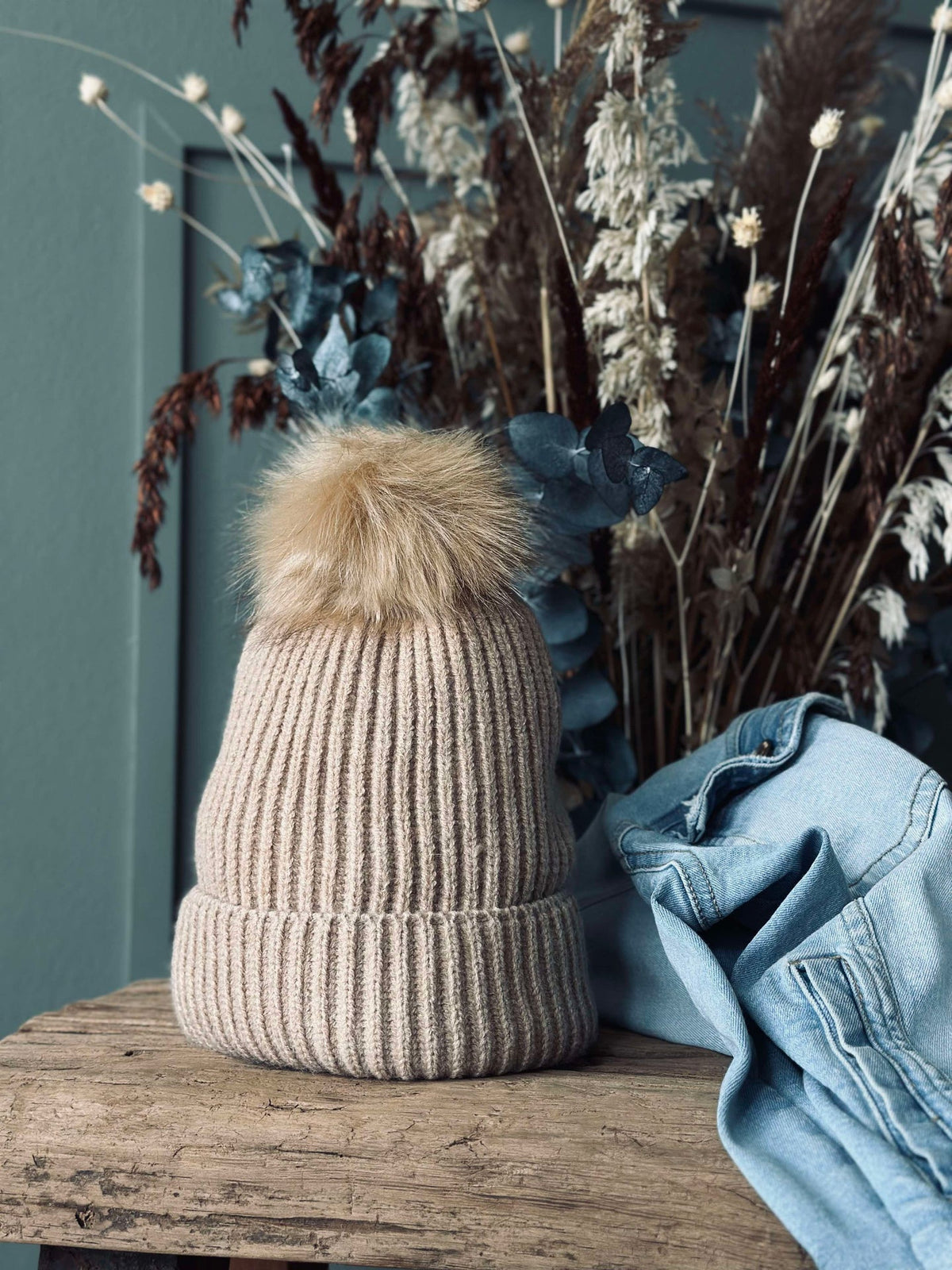 Bonnet à pompon - Camel
