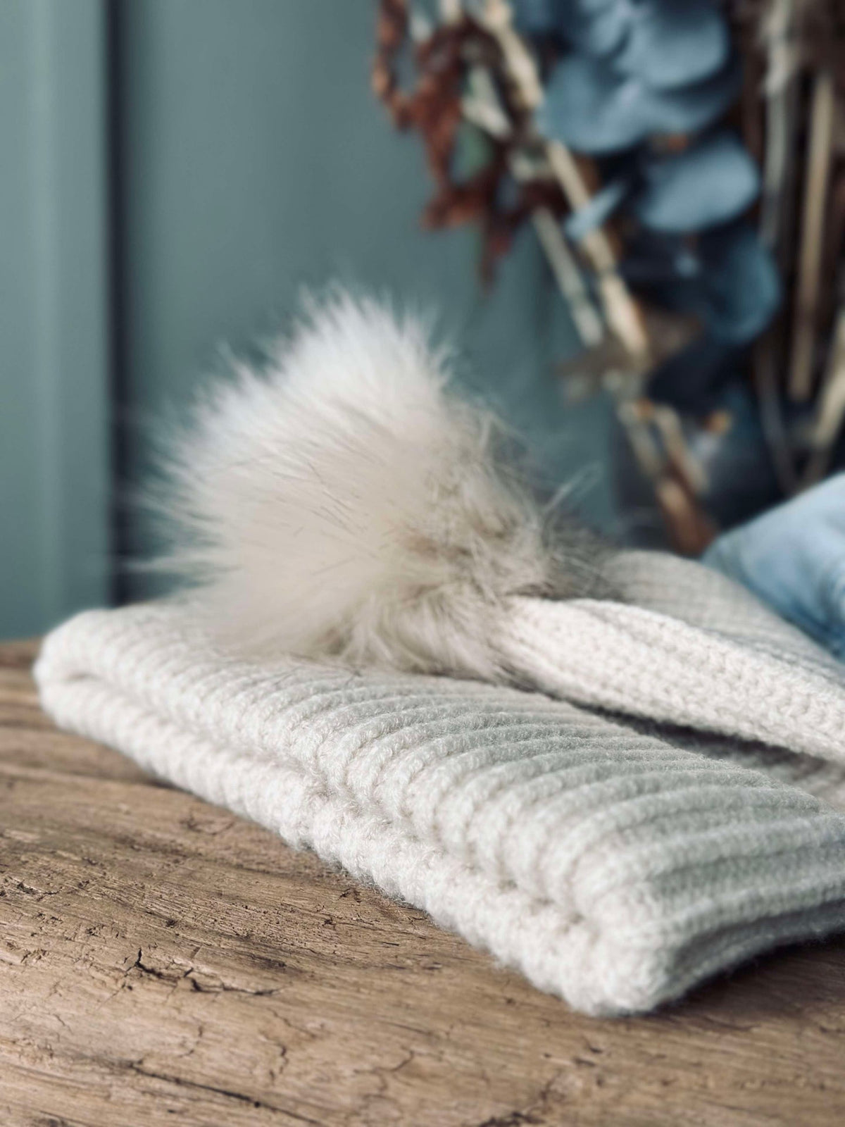 Bonnet à pompon - Crème