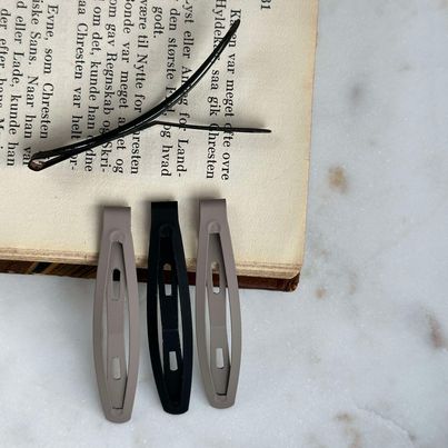 Barrettes Matte Black / Grey - 4 pcs.