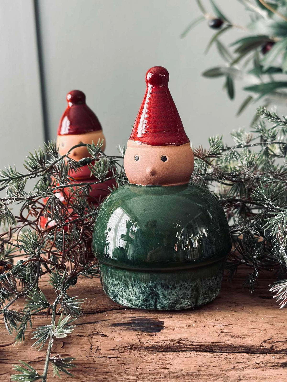 Père Noël en céramique - Vert