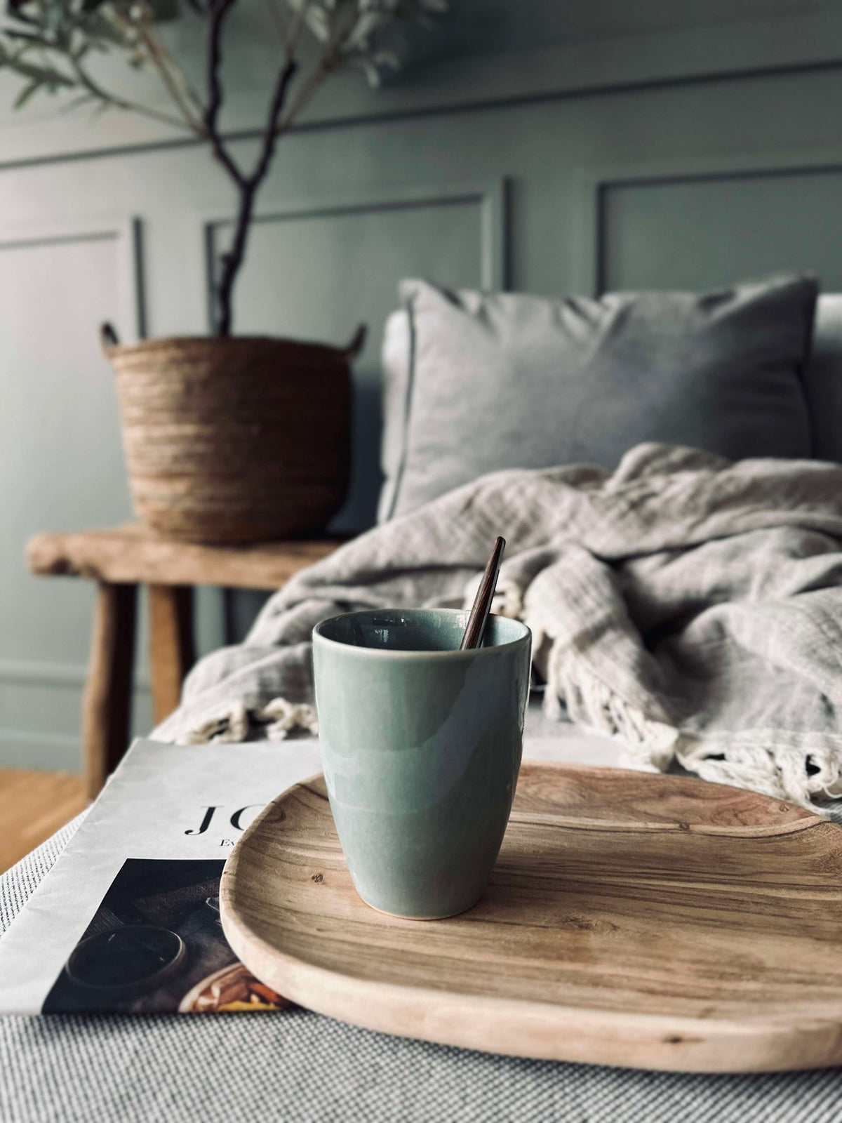 Tasse sans anse en grès – Menthe