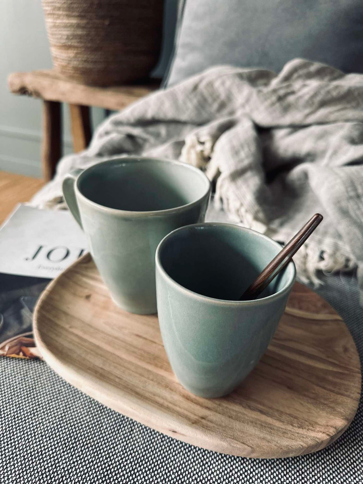 Mug XL avec anse en grès – Mint