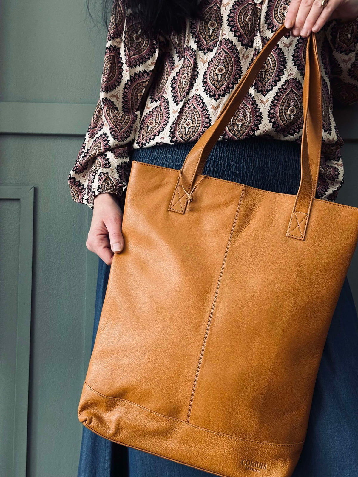 Shopping bag Marina en cuir souple - Cognac