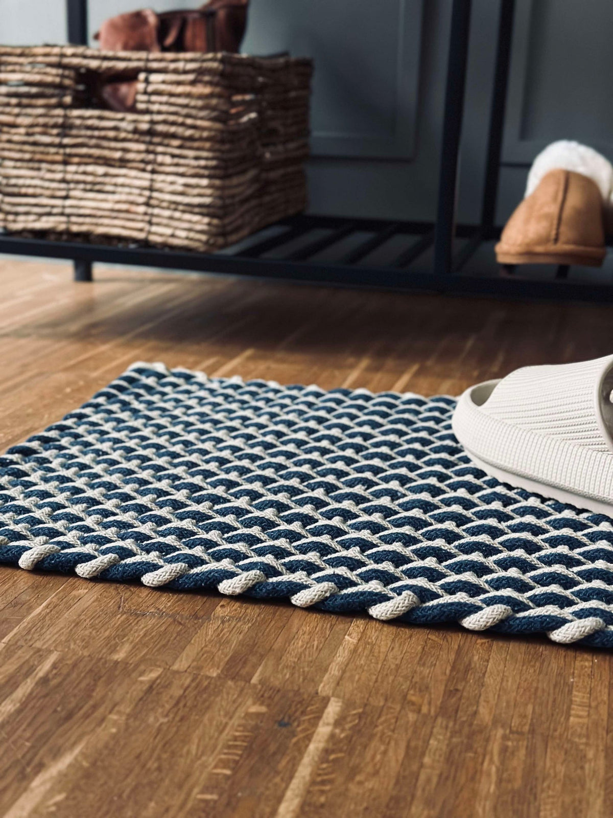 Tapis en coton tressé - Bleu