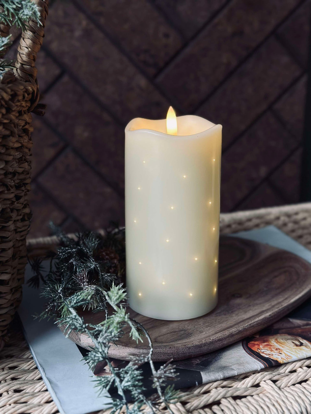 Bougie bloc LED Twinkle - 12,5 cm crème