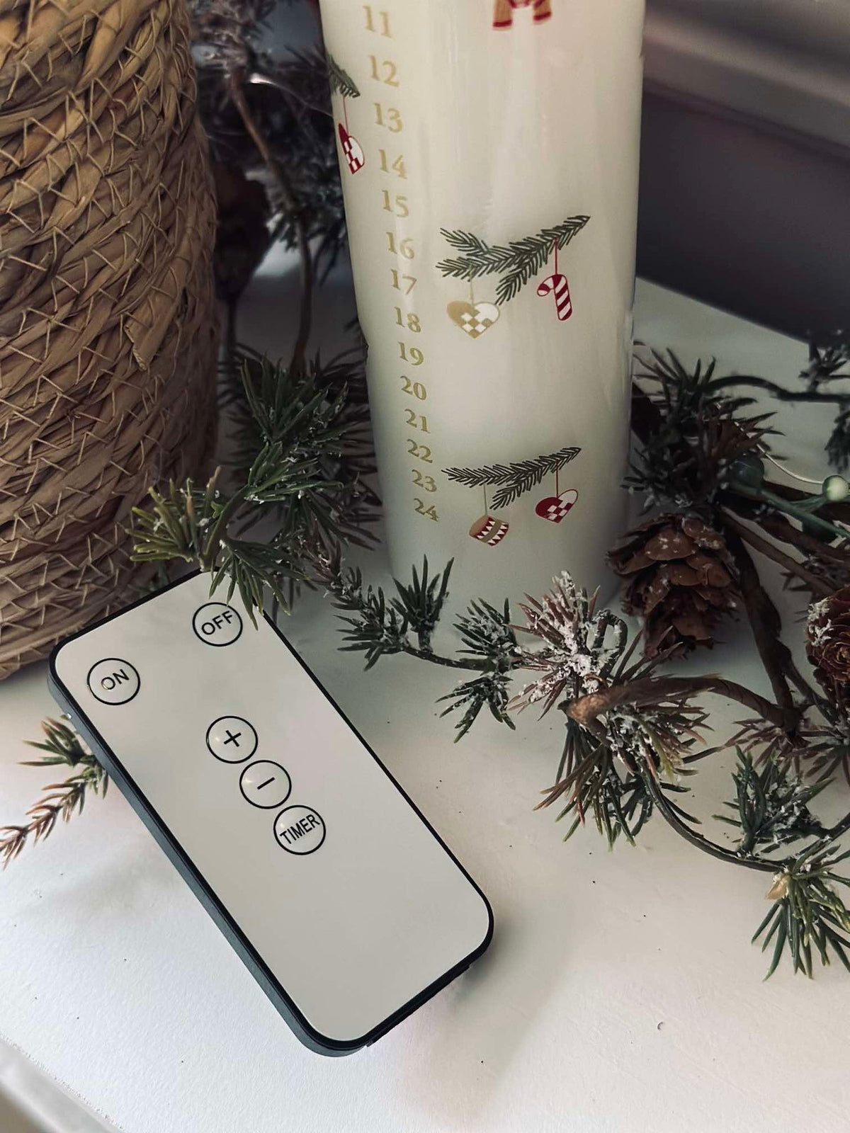 Bougie calendrier LED avec télécommande