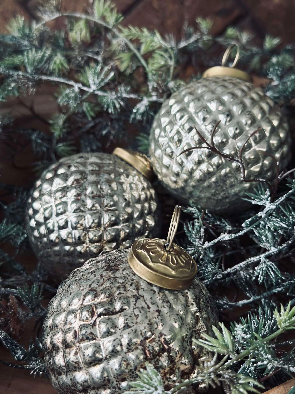 Boules de Noël en verre Doré - Lot de 3