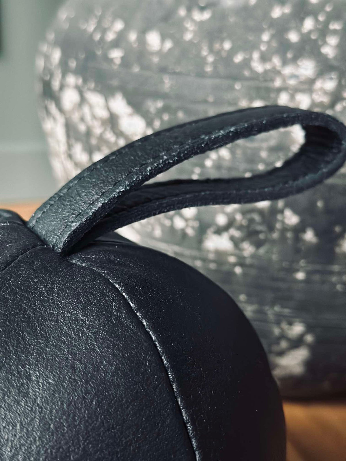 Bloque-porte en cuir - Noir