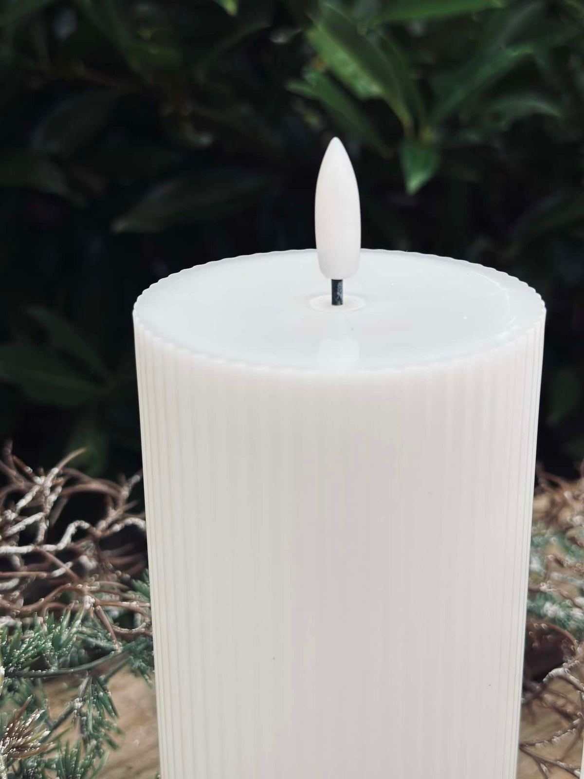 Bougies LED à rainures 3 pcs. - Extérieur Blanc
