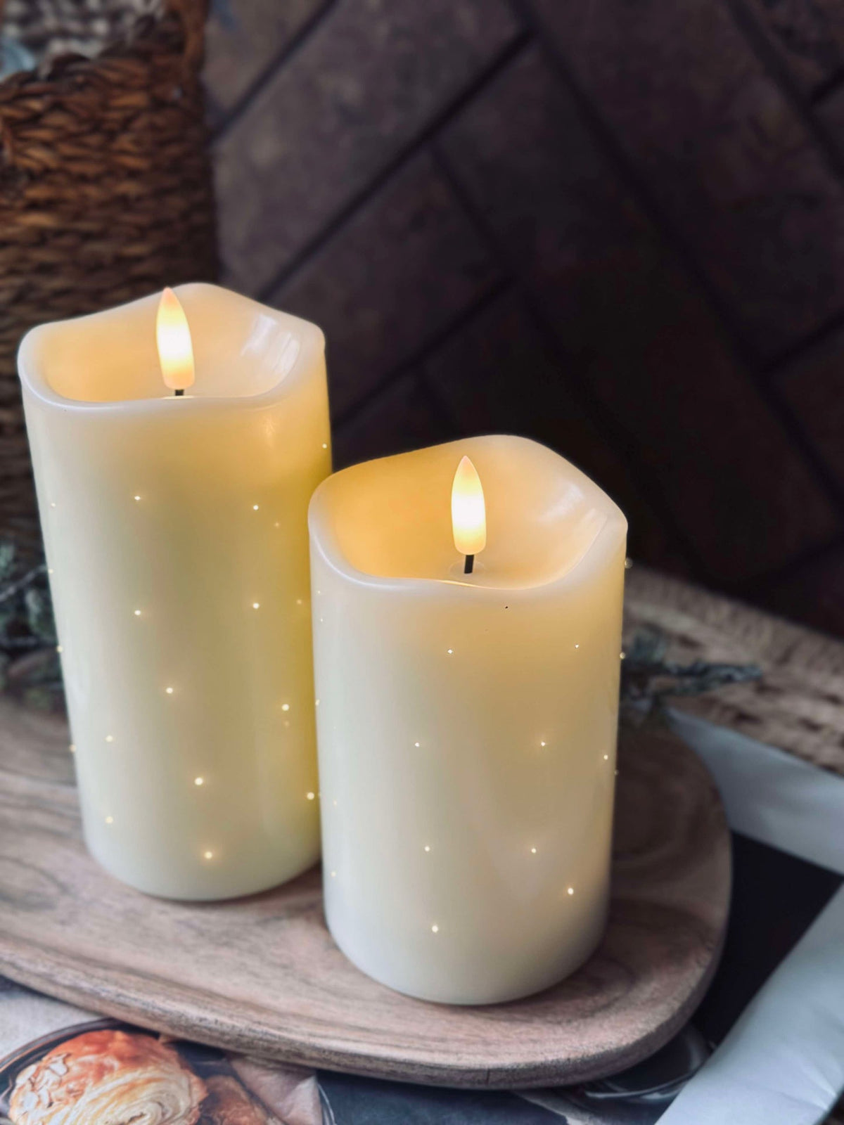 Bougie bloc LED Twinkle - 15 cm - Crème