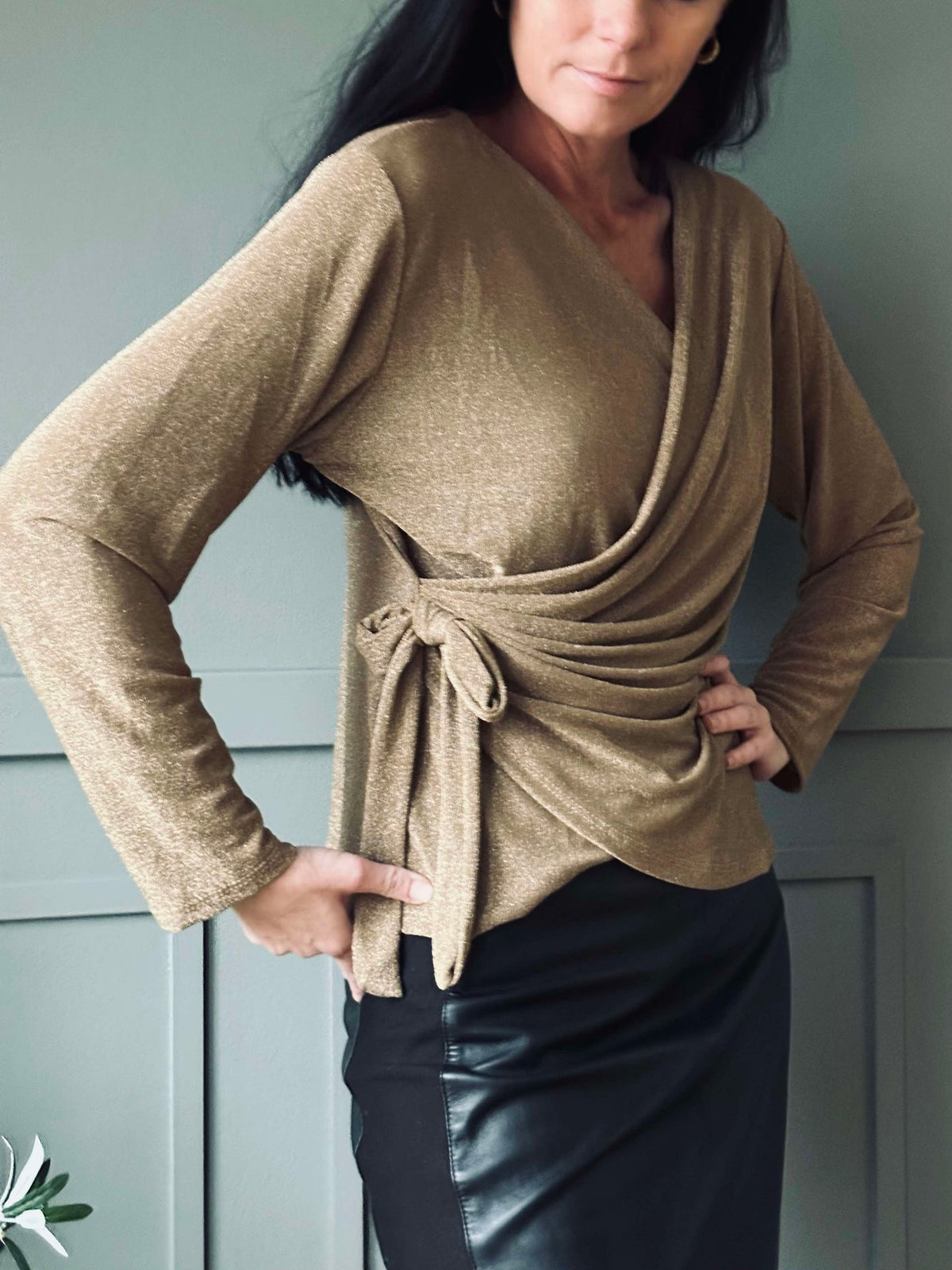 Blouse portefeuille avec paillettes - Gold