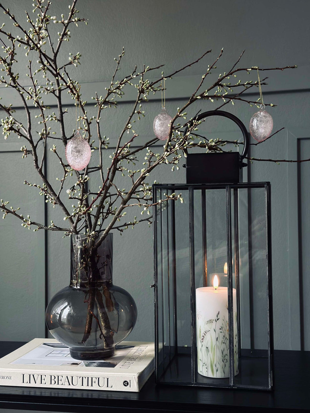 Œufs suspendus en verre - 3 pcs. - Rose