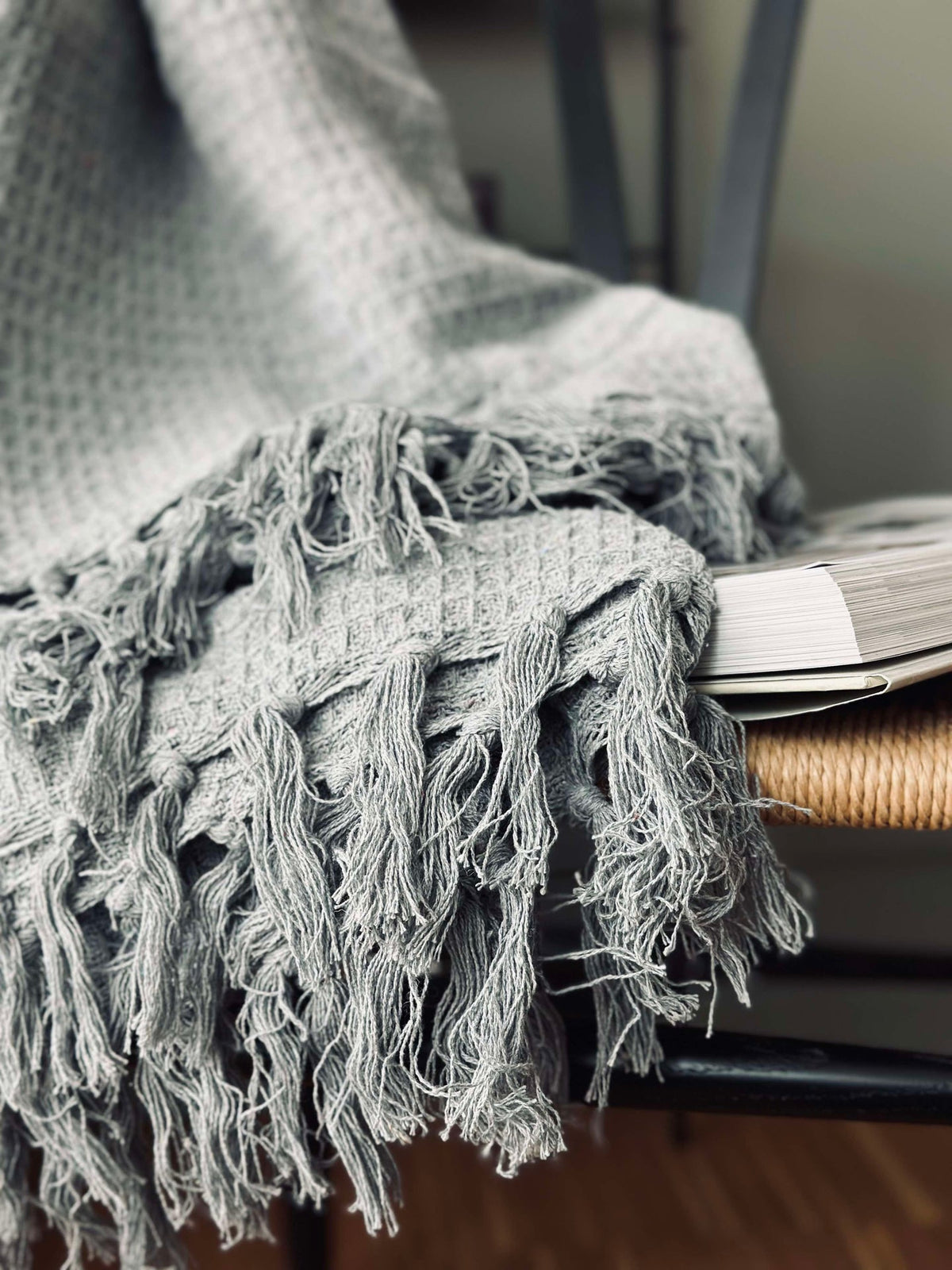 Plaid en coton gaufré - Gris