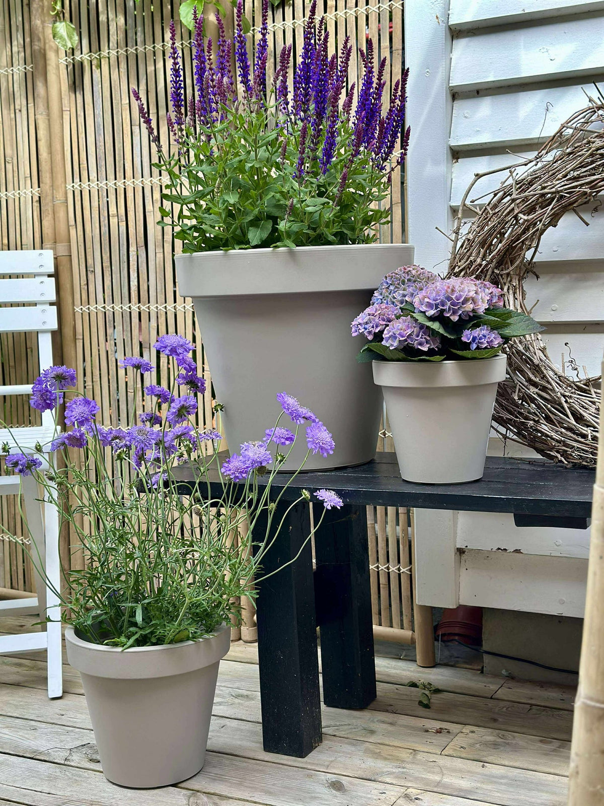 Pot de jardin - Plastique recyclé beige dia 35 cm