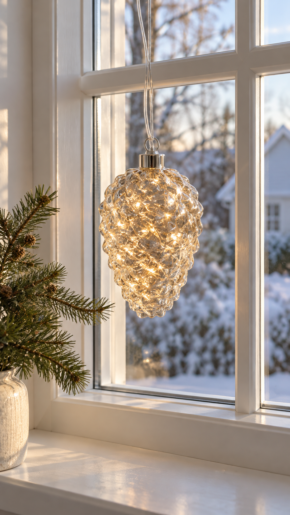 Pomme de pin lumineuse – décoration LED en verre