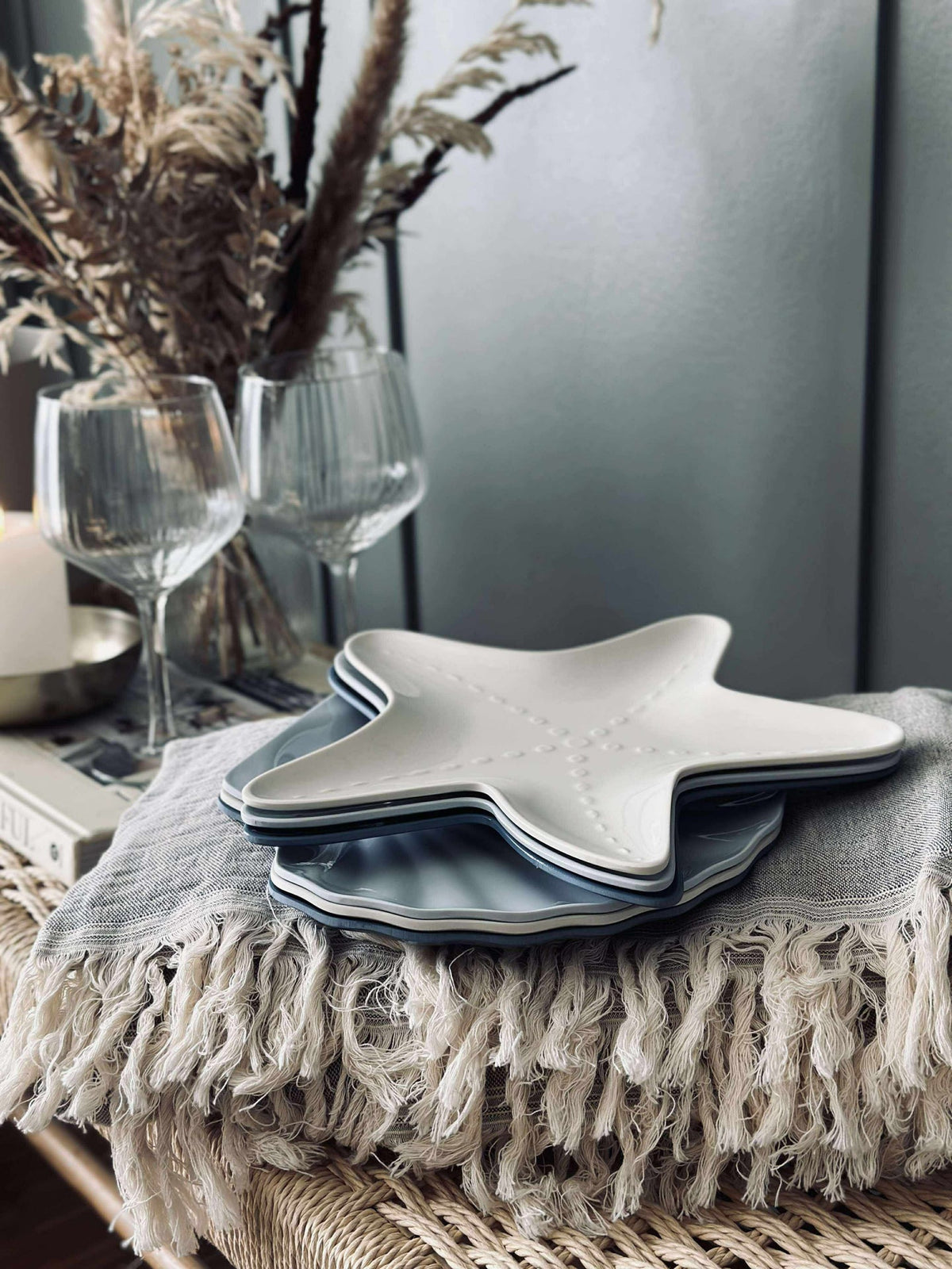 Assiette en mélamine - Coquillage bleu