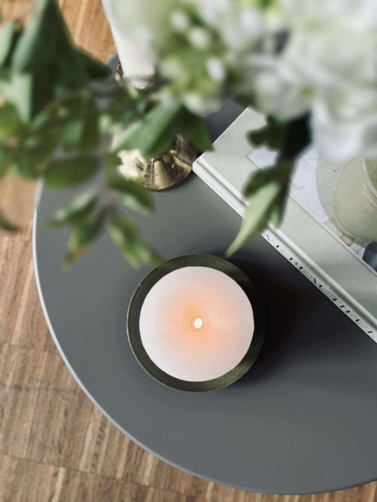 Plateau pour bougie vert