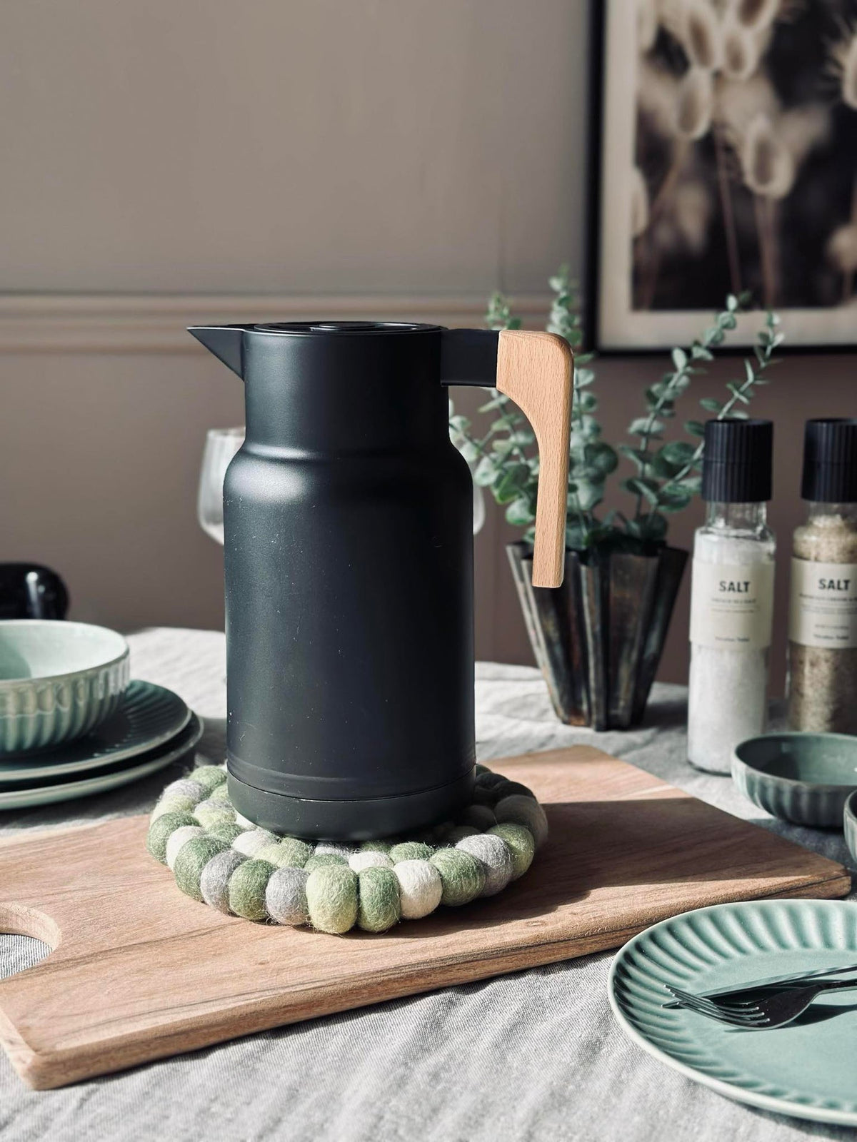Dessous de plat DOTS - Mélange de laine verte