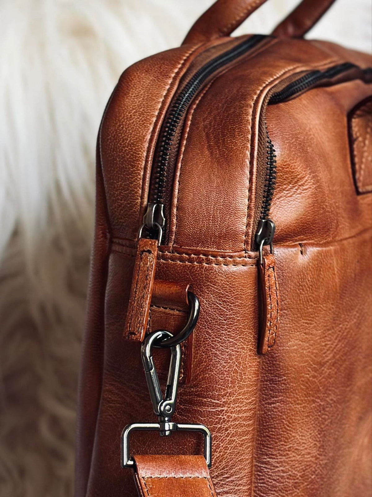 Sac ordinateur cognac