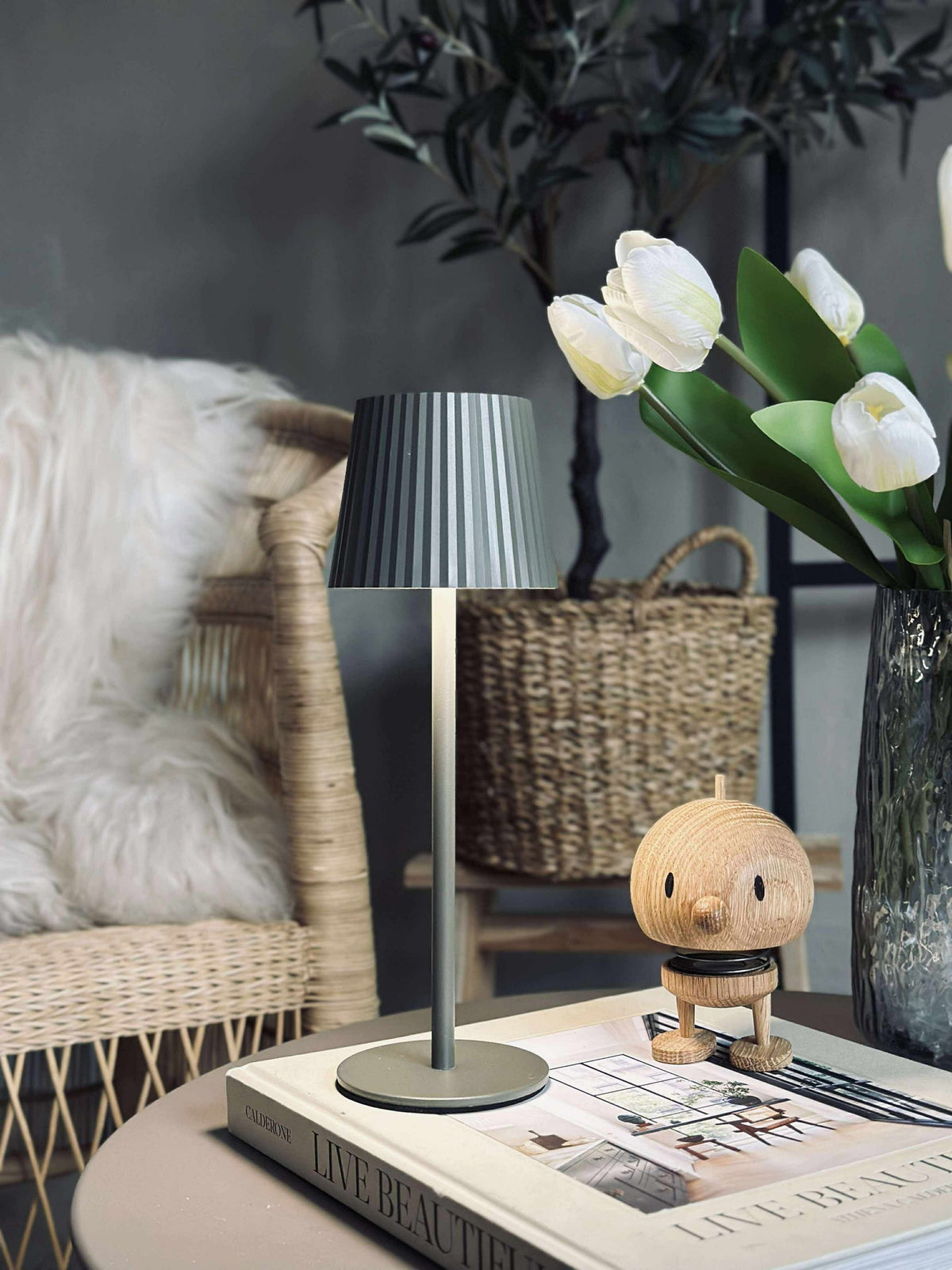 Lampe de table LED MILLA Taupe - rechargeable
