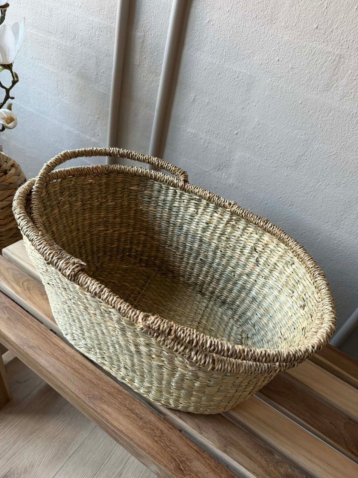 Panier de courses en herbe marine