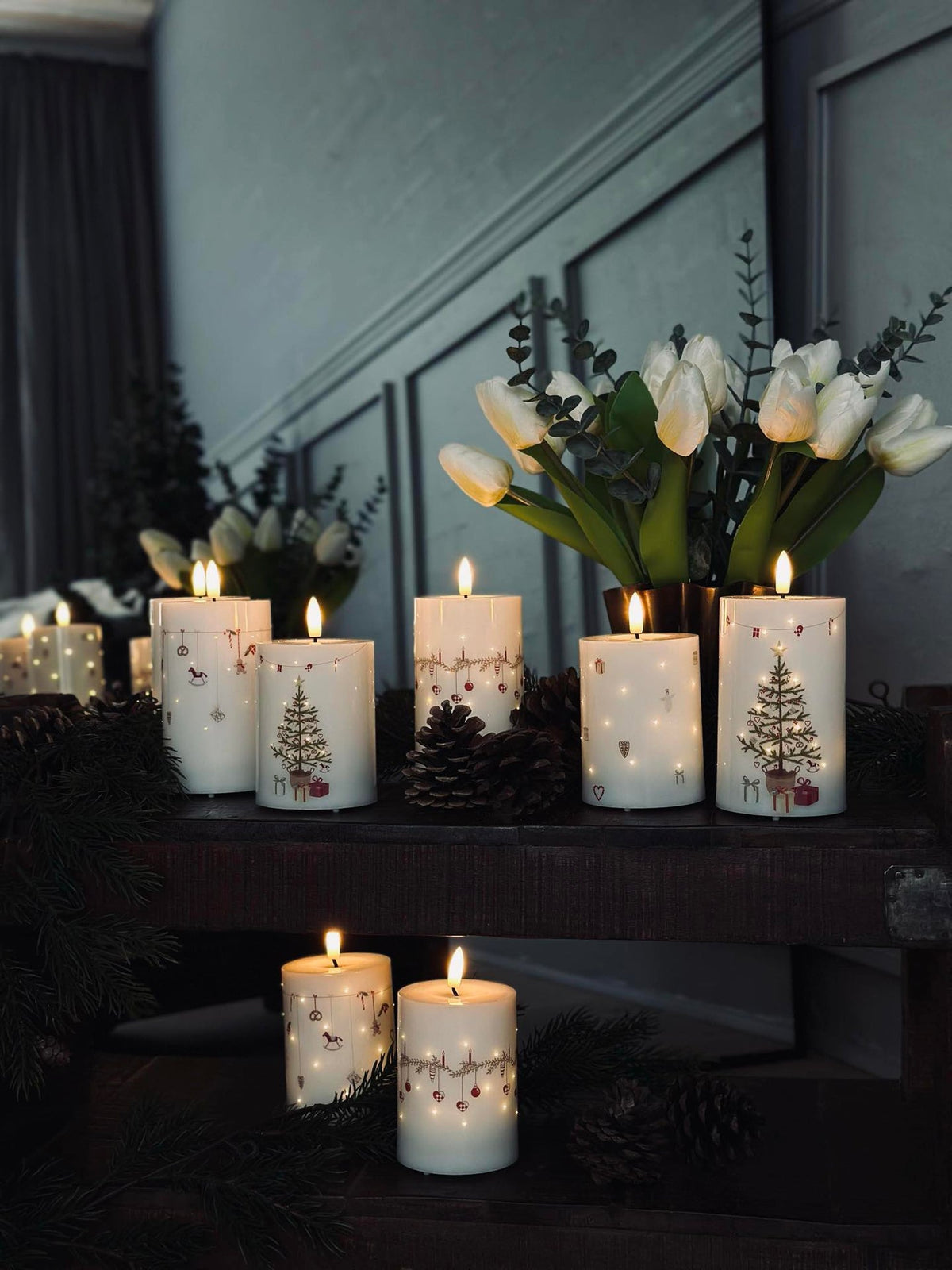 Bougie bloc LED TWINKLE CHRISTMAS - Lot de 2 pièces
