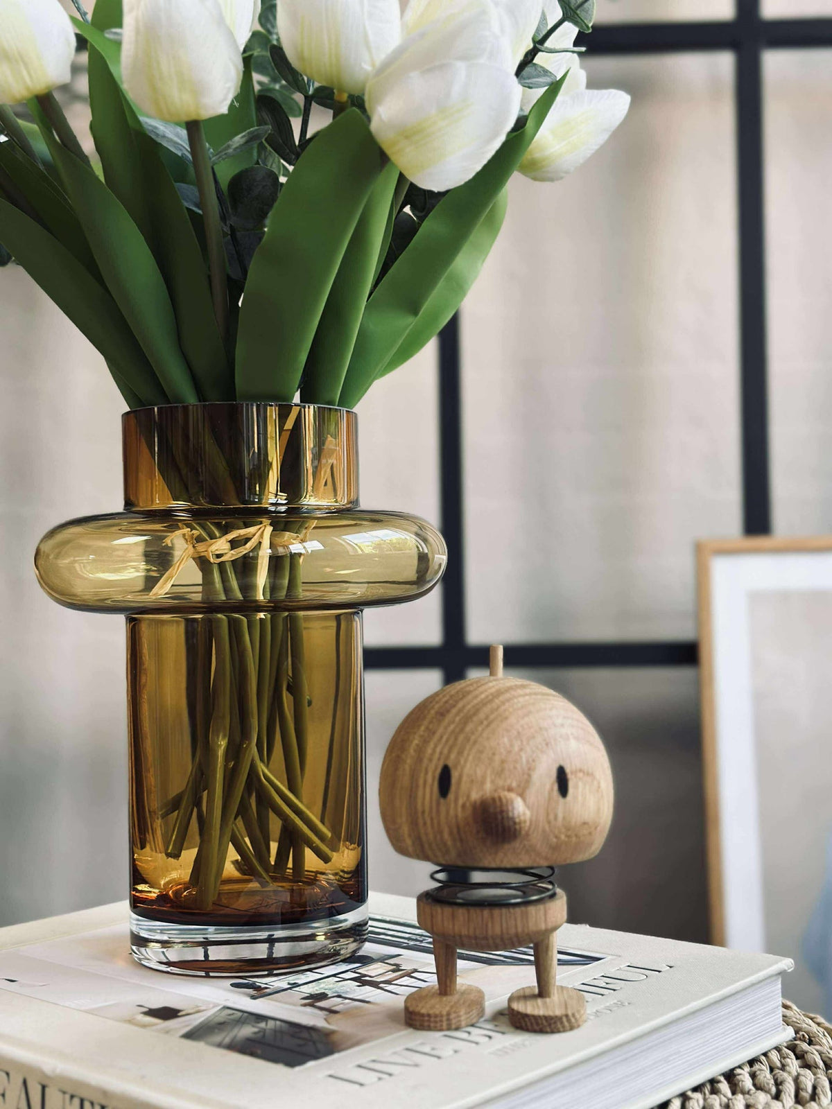 Vase en verre soufflé à la bouche - Lyngby amber