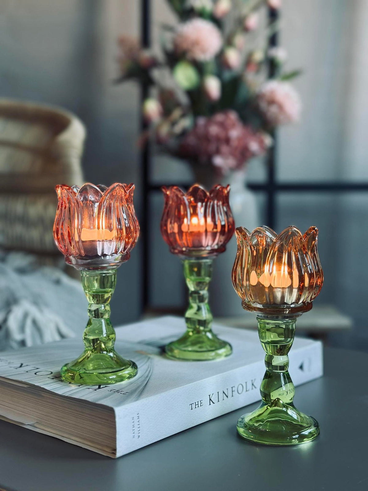 Bougeoir flower Rose foncé