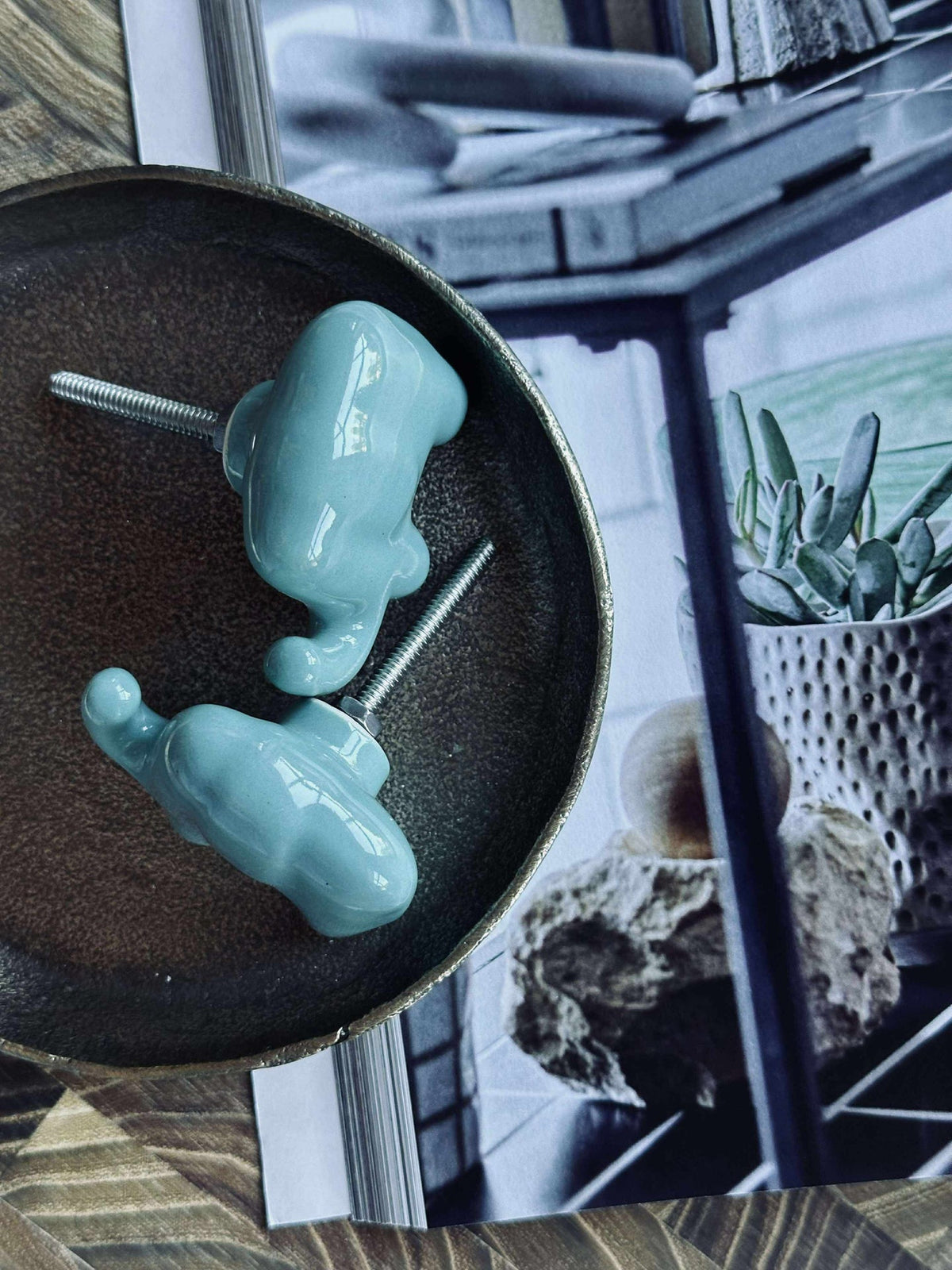 Poignée éléphant bleu - 2 pcs.