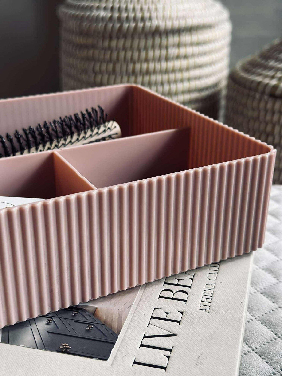 Organisateur de maquillage compartimenté - Rose