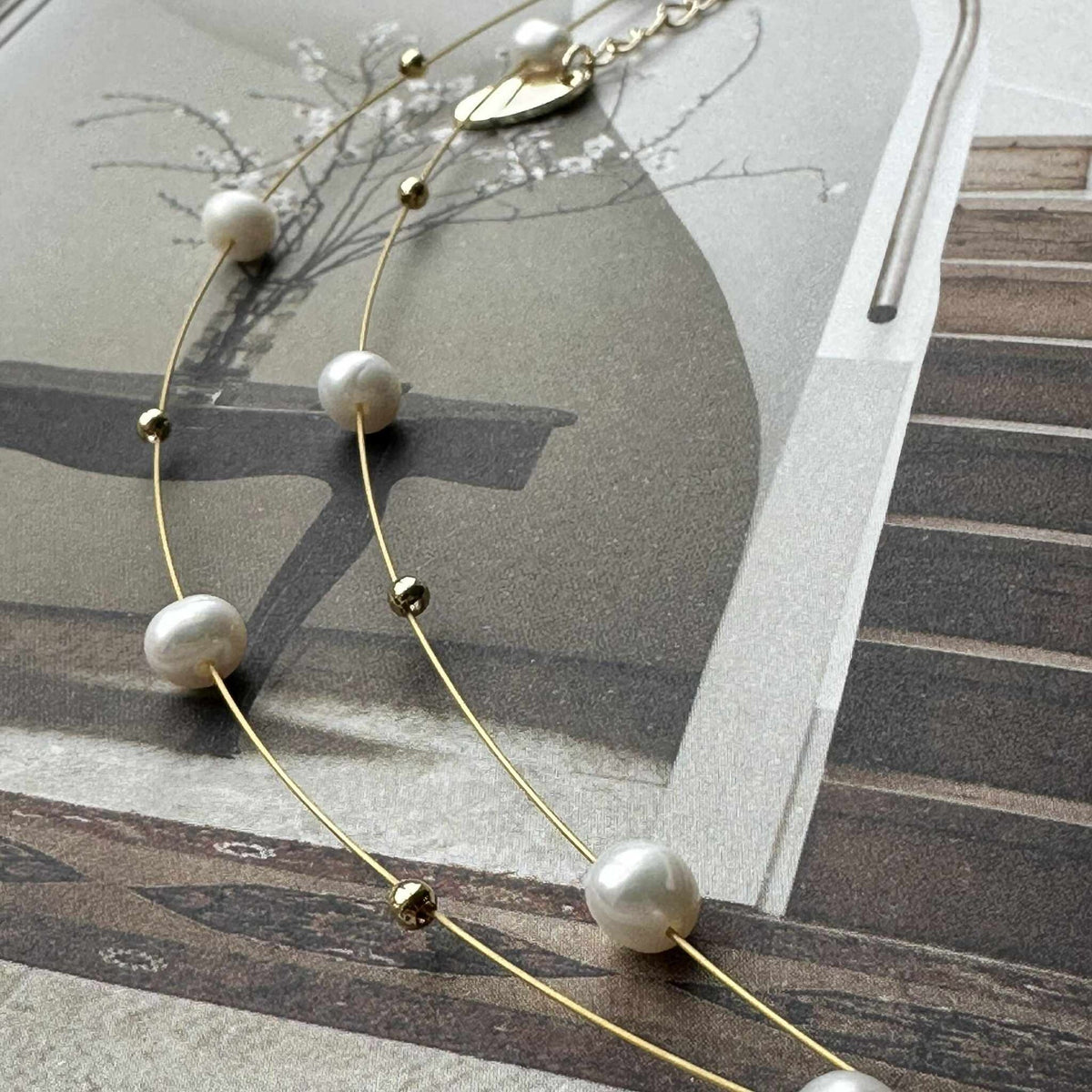 Collier ELENA - double chaîne avec perles de culture d’eau douce véritables