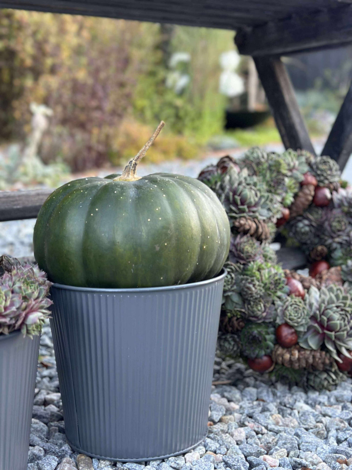 Cache-pot à rainures - Gris