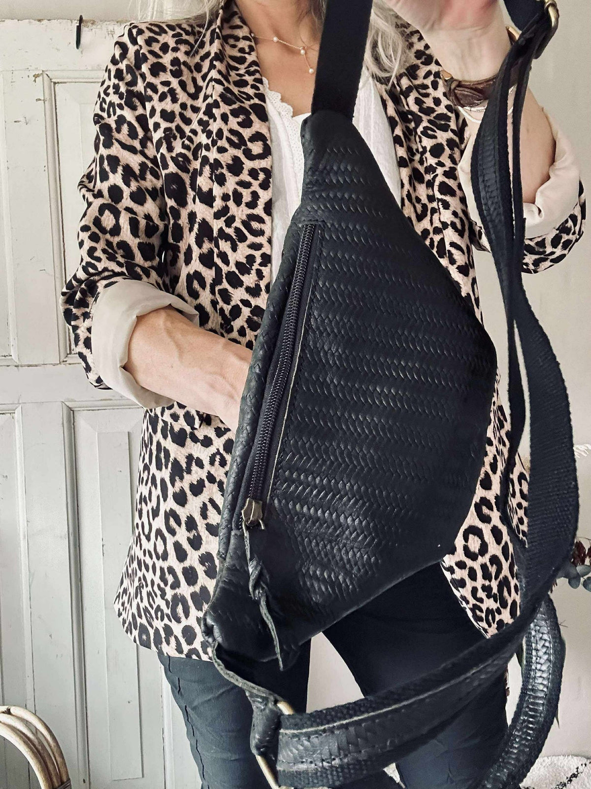 Sac banane Tasha - Tressage noir
