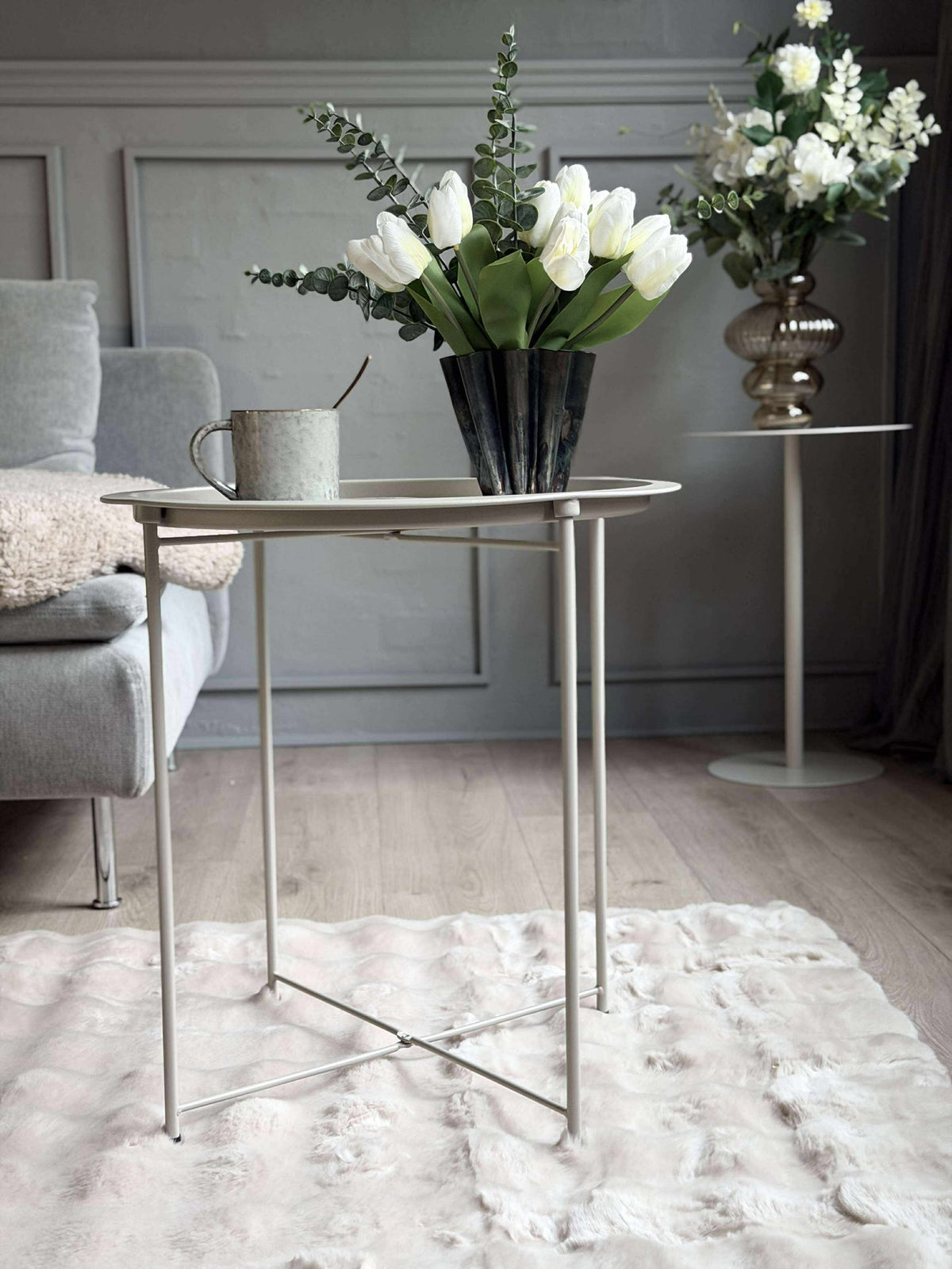 Table plateau - Métal blanc