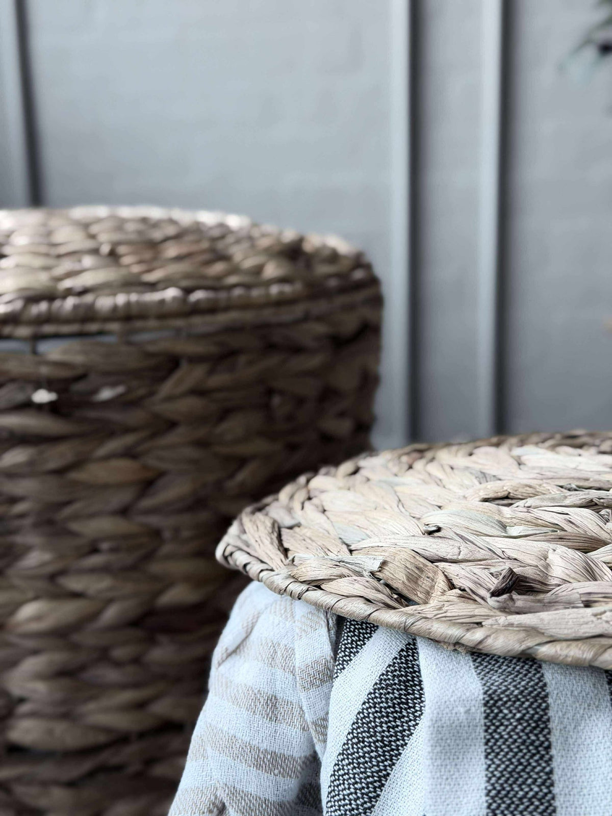 Panier à linge en jacinthe d’eau - 2 pcs.