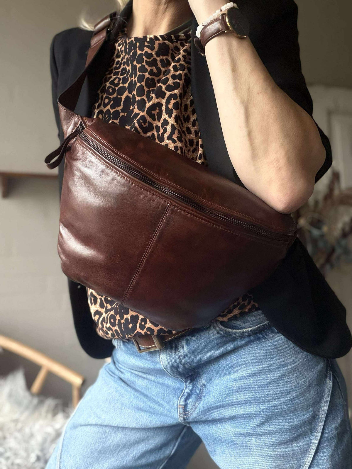 Sac banane Olivia Dark Cognac