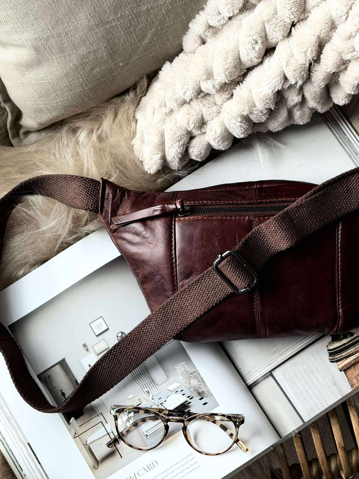 Sac banane JUNE - Nouveau cognac foncé