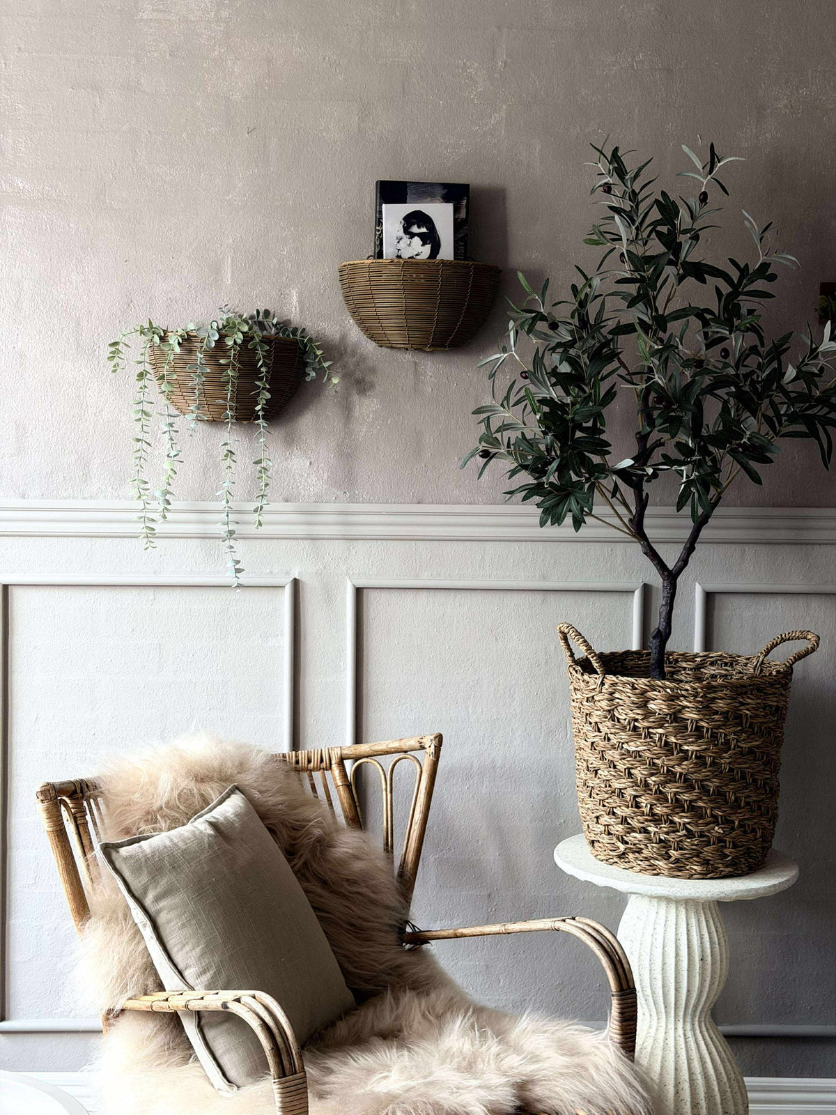 Panier de plante en rotin