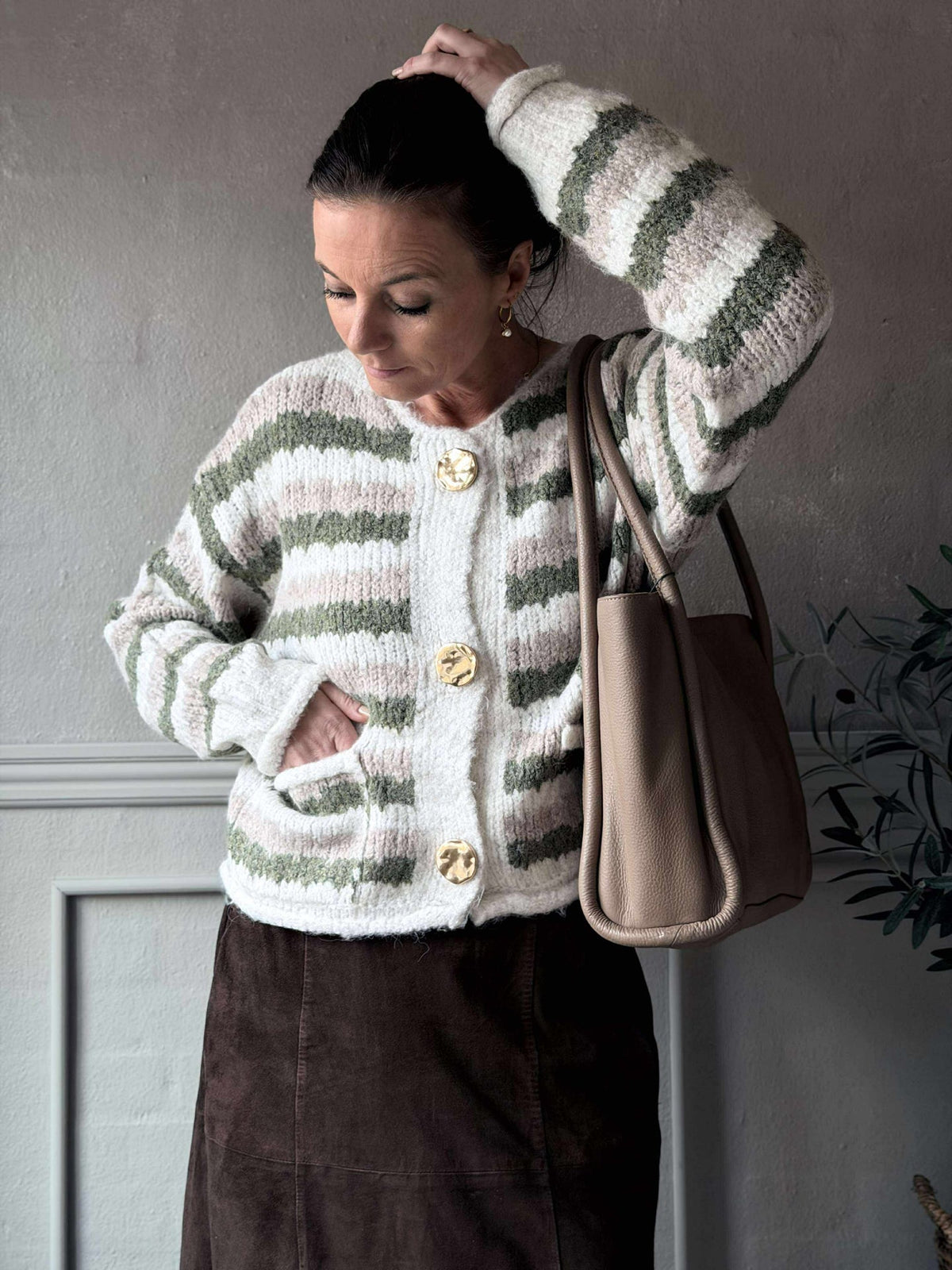 Cardigan Rayures vertes