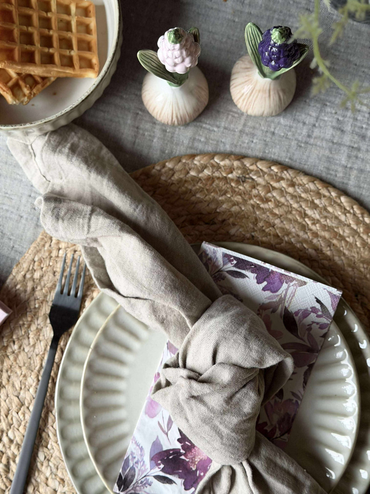 Serviettes Roses Violet/Blanc - 20 pcs.