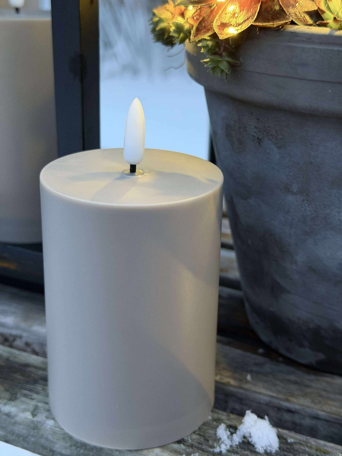 Ensemble de 3 bougies bloc LED d’extérieur – Sable