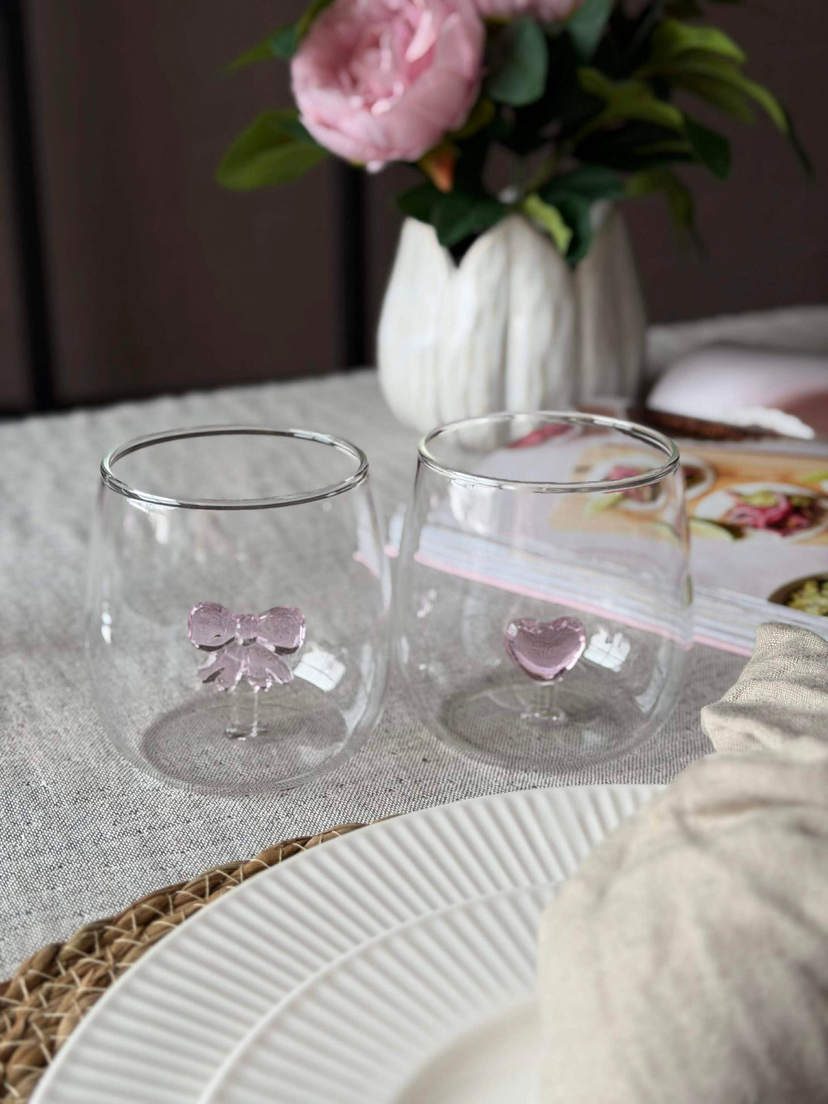 Verre à boire avec cœur